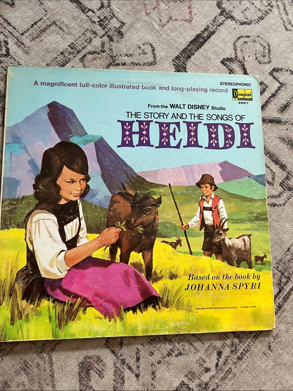 Disney Heidi Illustrated Record Cover - Blue, Purple, Green, Yellow